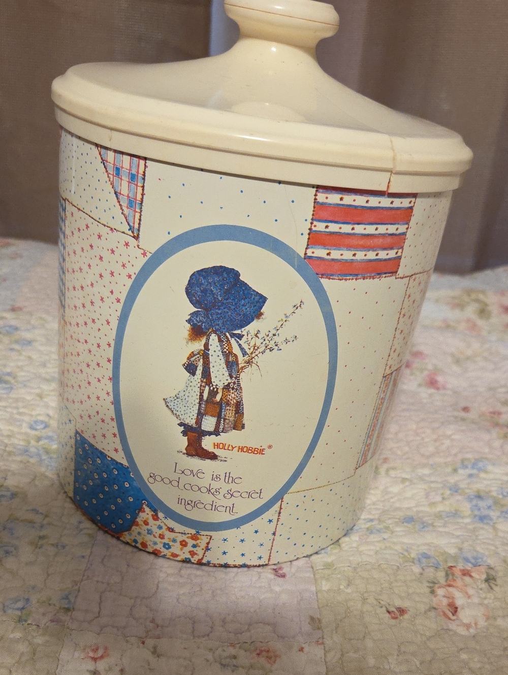 Holly Hobbie Vintage Floral Cookie Jar - Cream & Blue